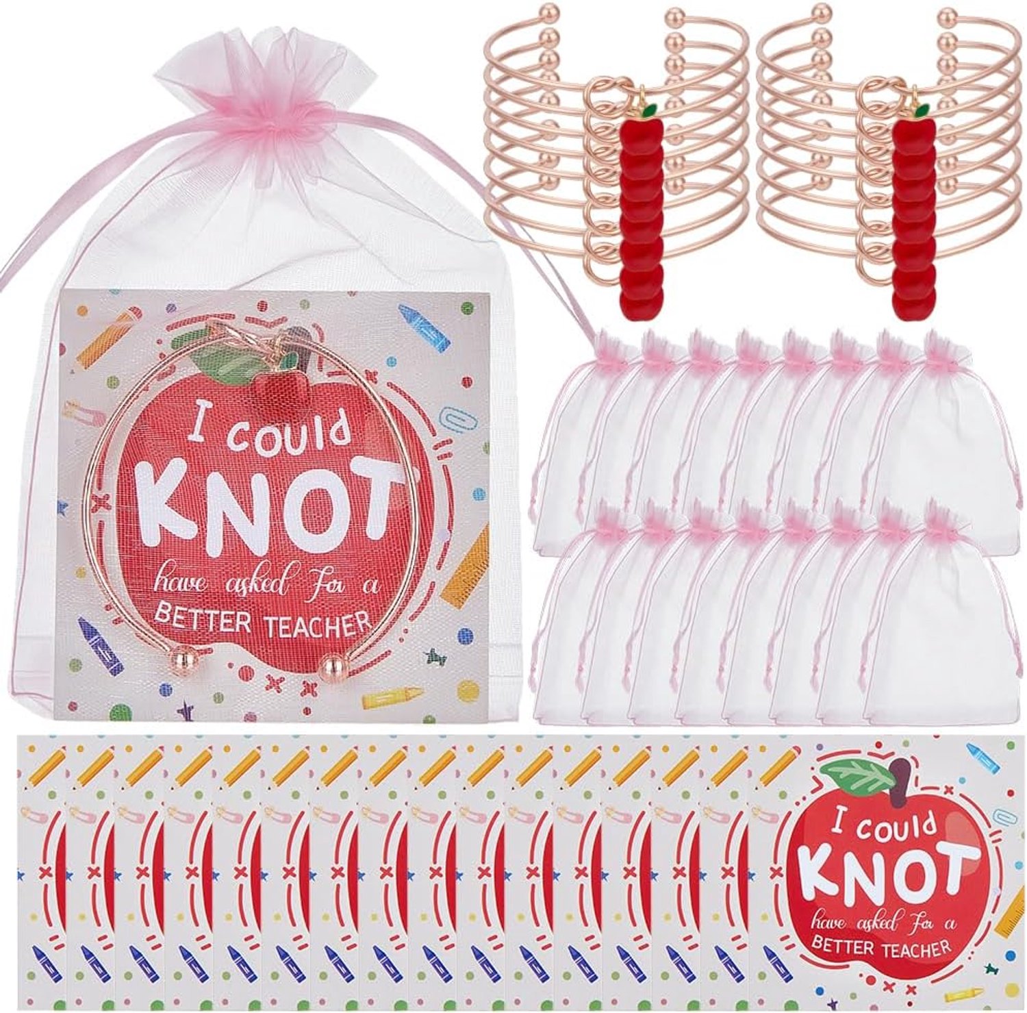 Erkenning kaarten 48 stuks - geschenkzakjes en armbanden - set voor leraren - ideaal voor afstuderen m-winkel - m-winkel