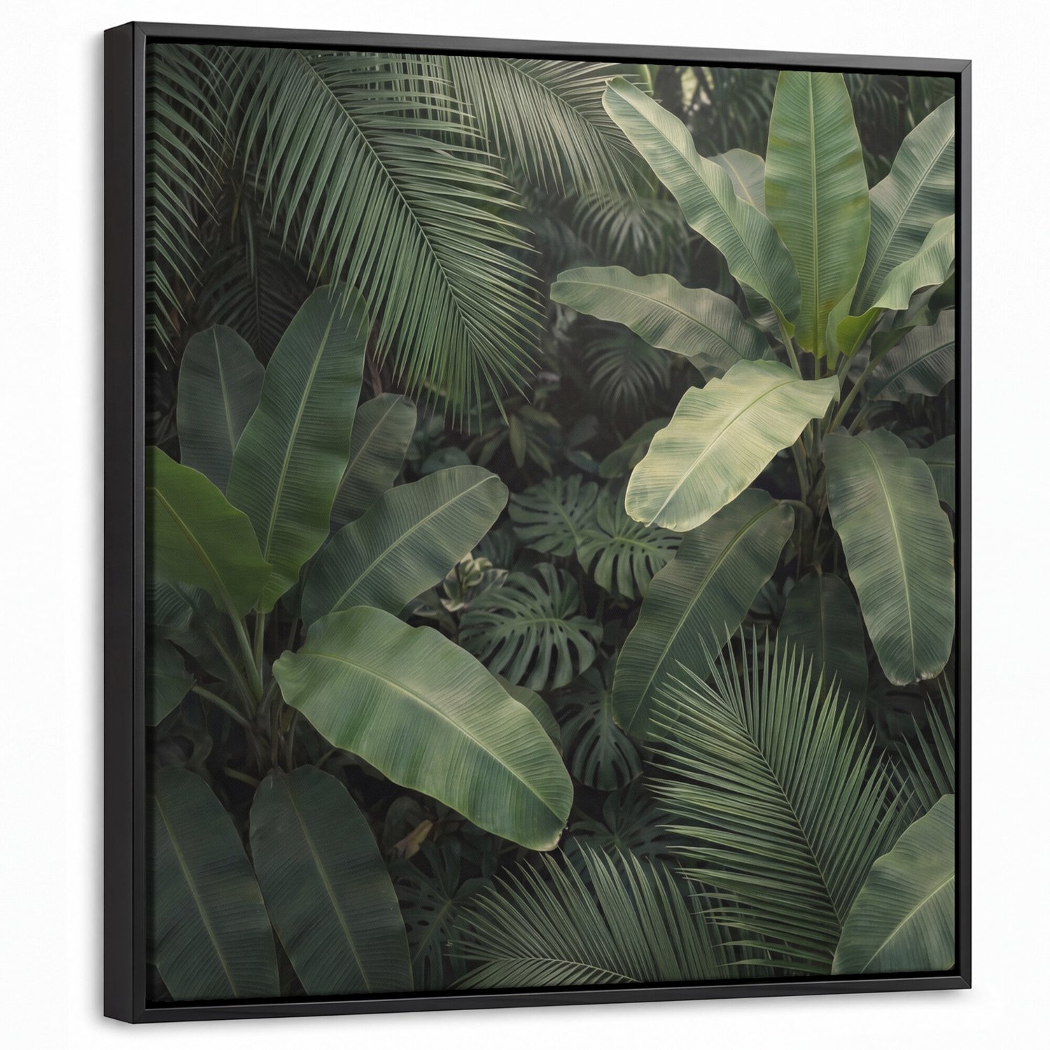 Canvas Schilderij met Baklijst - Bladeren - Groen - Tropisch - Natuur