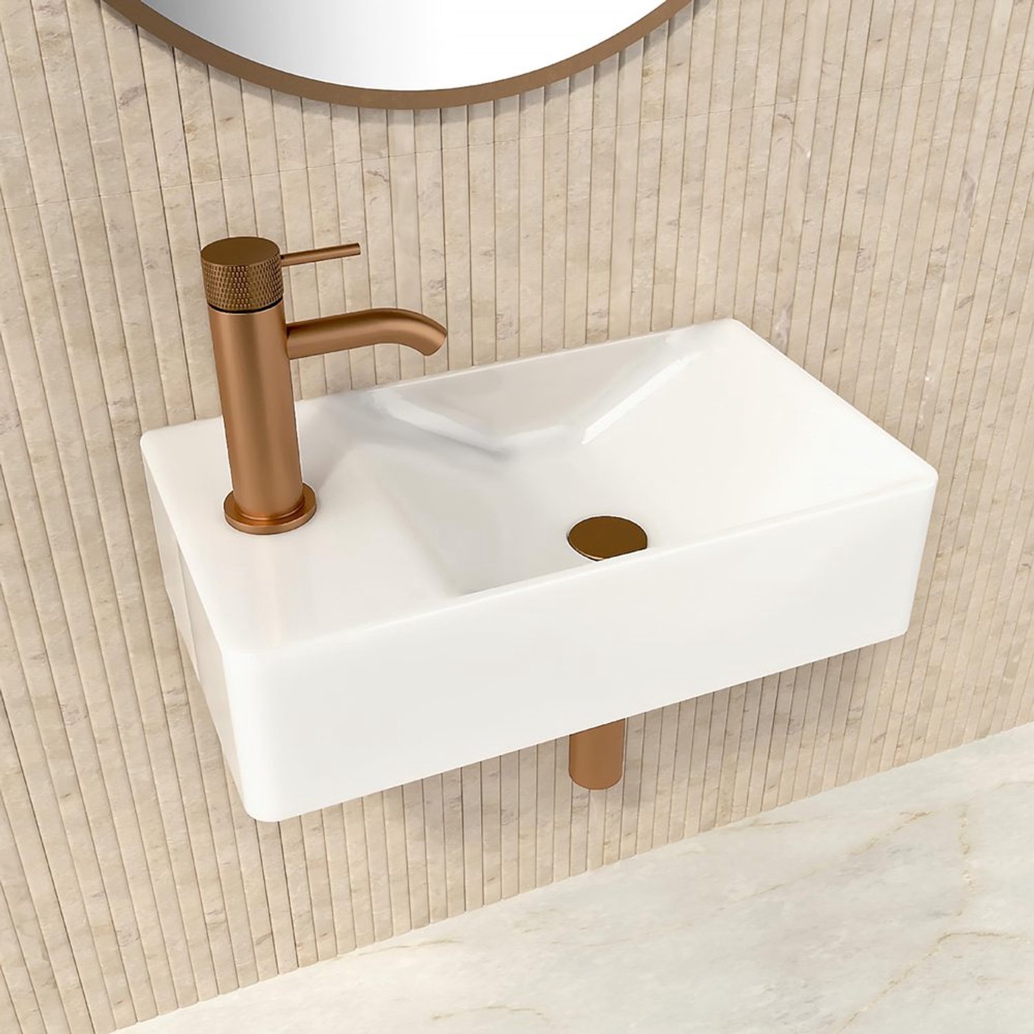 Wand- of Opbouw Wastafel 38x22 cm - Keramisch, Modern Ontwerp