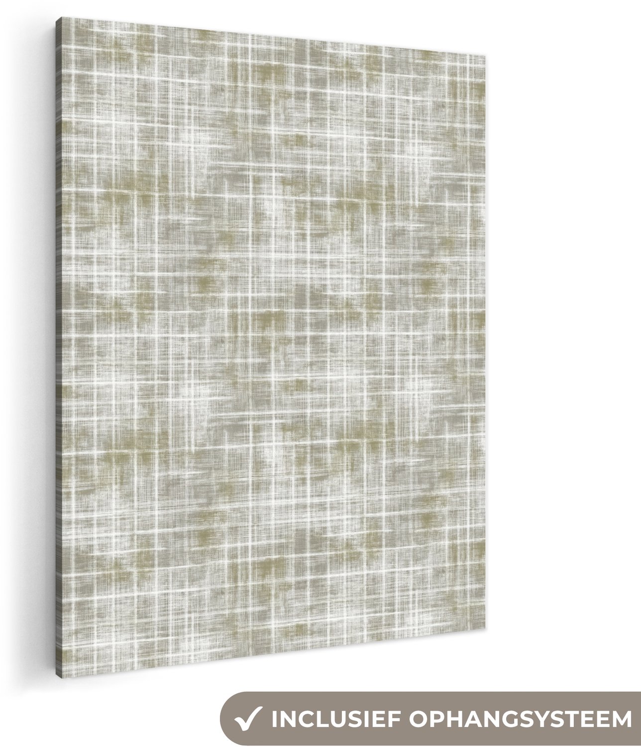 Canvas schilderij 120x160 cm - Exclusieve wanddecoratie Linnen - Patroon - Groen - Muurdecoratie woonkamer - Slaapkamer decoratie - Kamer accessoires - Schilderijen op canvas groot XXL
