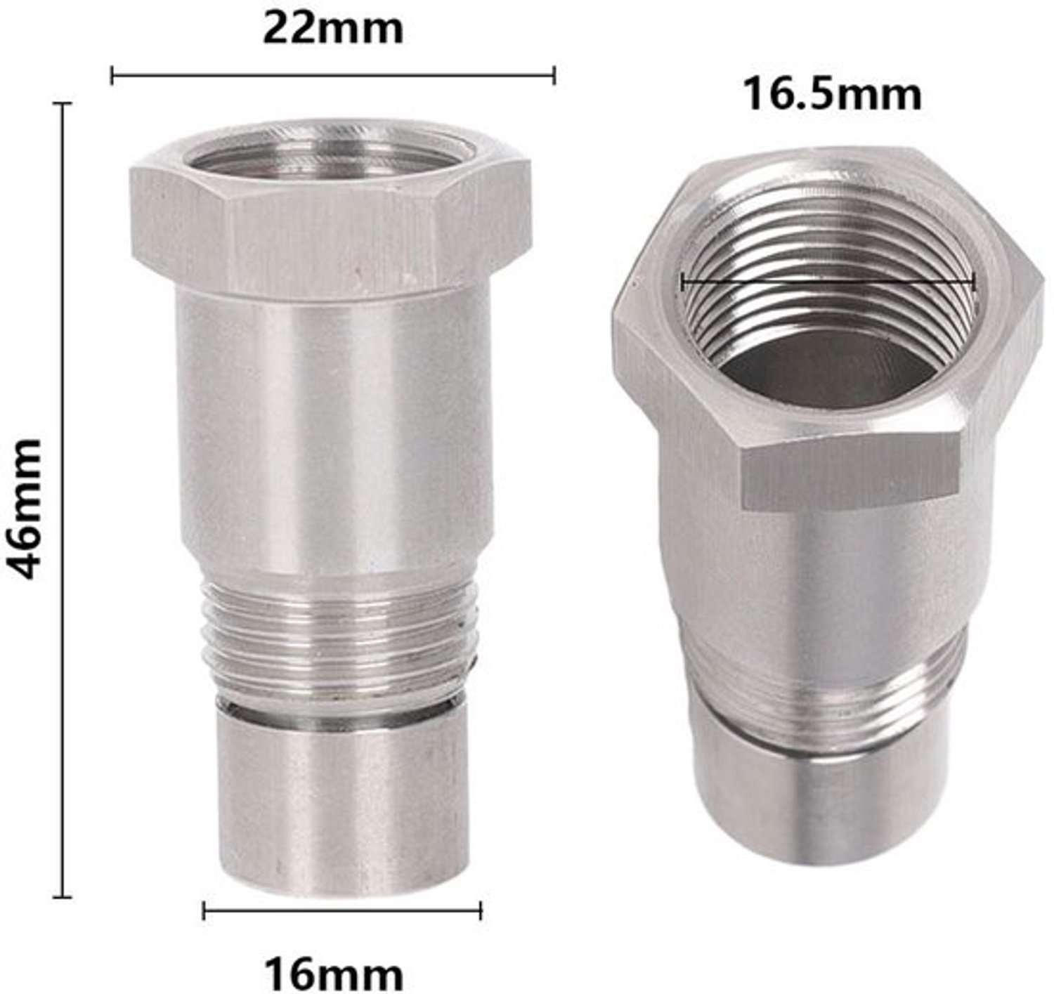 Lambdasonde-adapter, 2 stuks, M18 x 1,5 adapter, roestvrij staal, O2-zuurstofsensor, spacer-extender auto-uitlaatsysteem, universeel, met filter