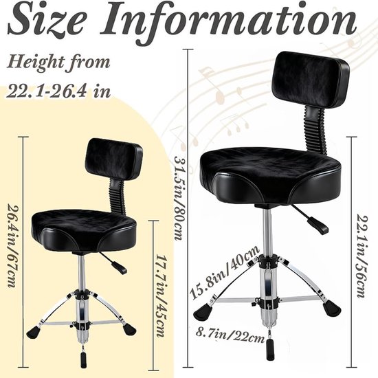 Opvouwbare Drumstoel met Rugleuning en 360° Rotatie — afbeelding 2