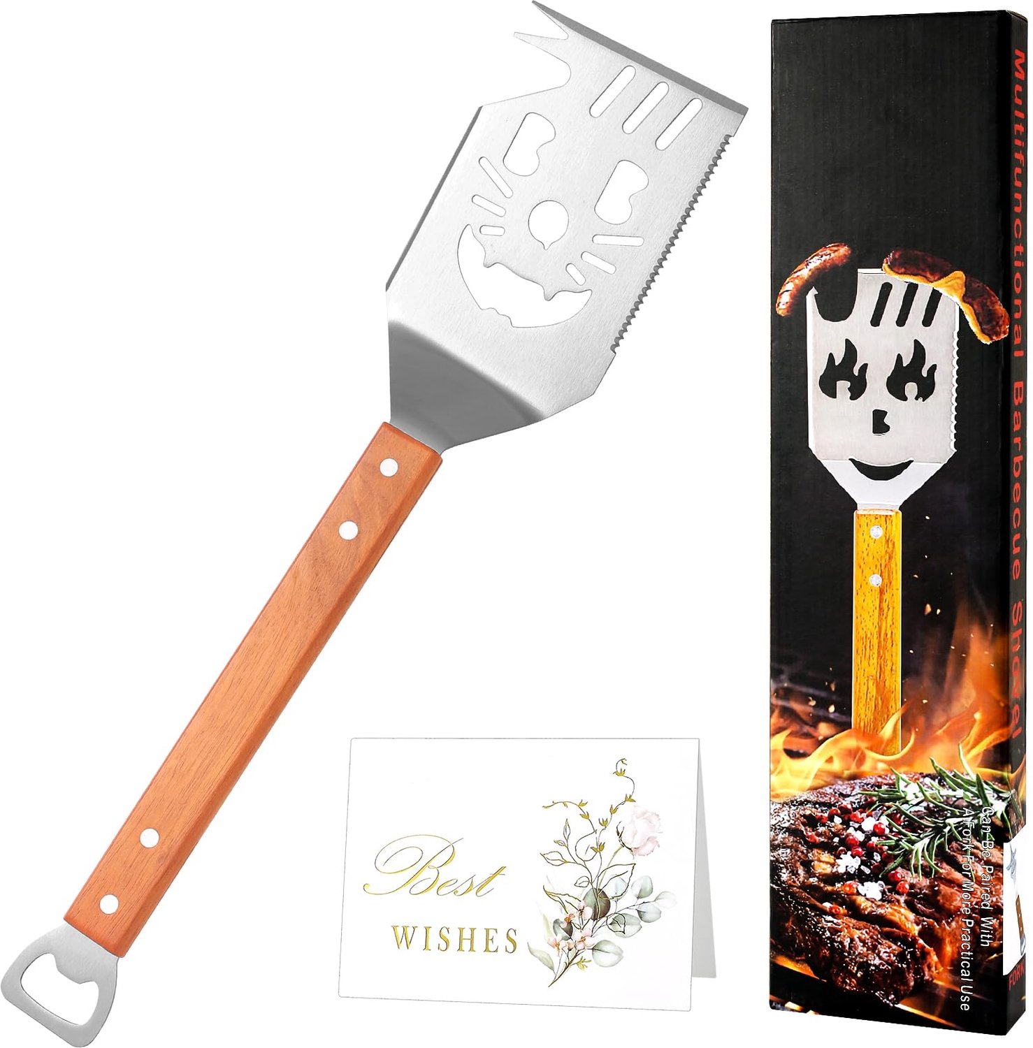 7-in-1 Grillspatel met Houten Handvat