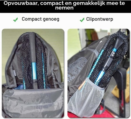 Schepnet vissen met telescoopstanggreep, opvouwbaar nylon hengelnet voor kajak, salmon, catfish, bas, trout, eenvoudig te vangen en los te maken — afbeelding 3