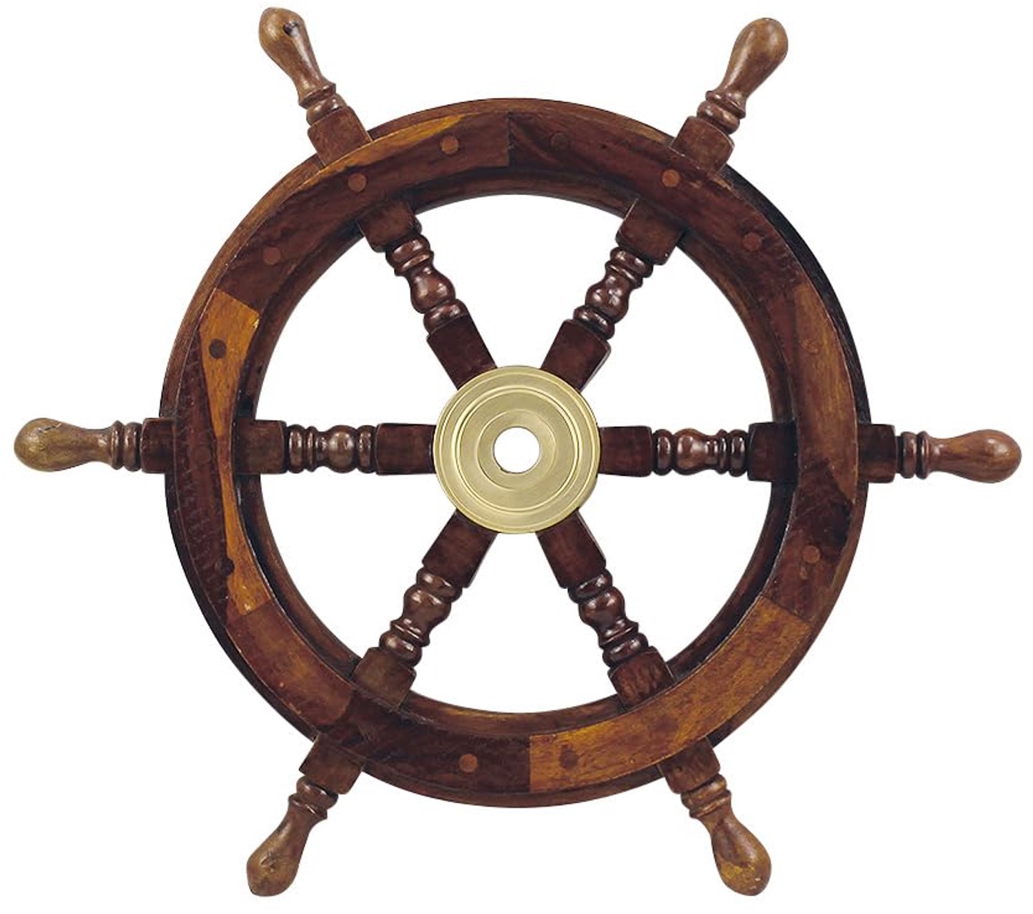 Stuurwiel van Hout met Messing 45 cm