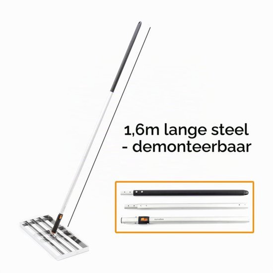 Gazon Hark (60 x 25 cm), Handige Gazon Hark [voor een rijkgroen gazon] – Incl. 2 meter steel – Niveleerhark voor gazonverzorging – Brede gazonhark voor het zanden — afbeelding 5