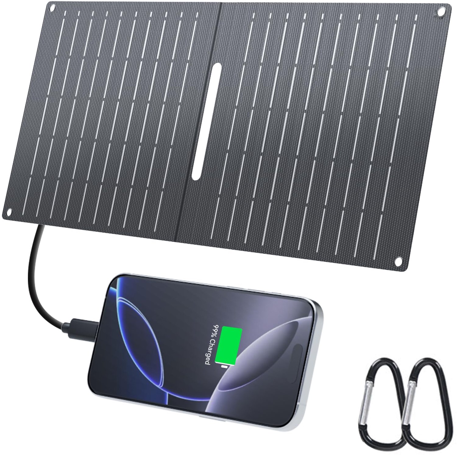 15W Opvouwbaar Zonnepaneel met USB-A/USB-C voor Mobiele Telefoons