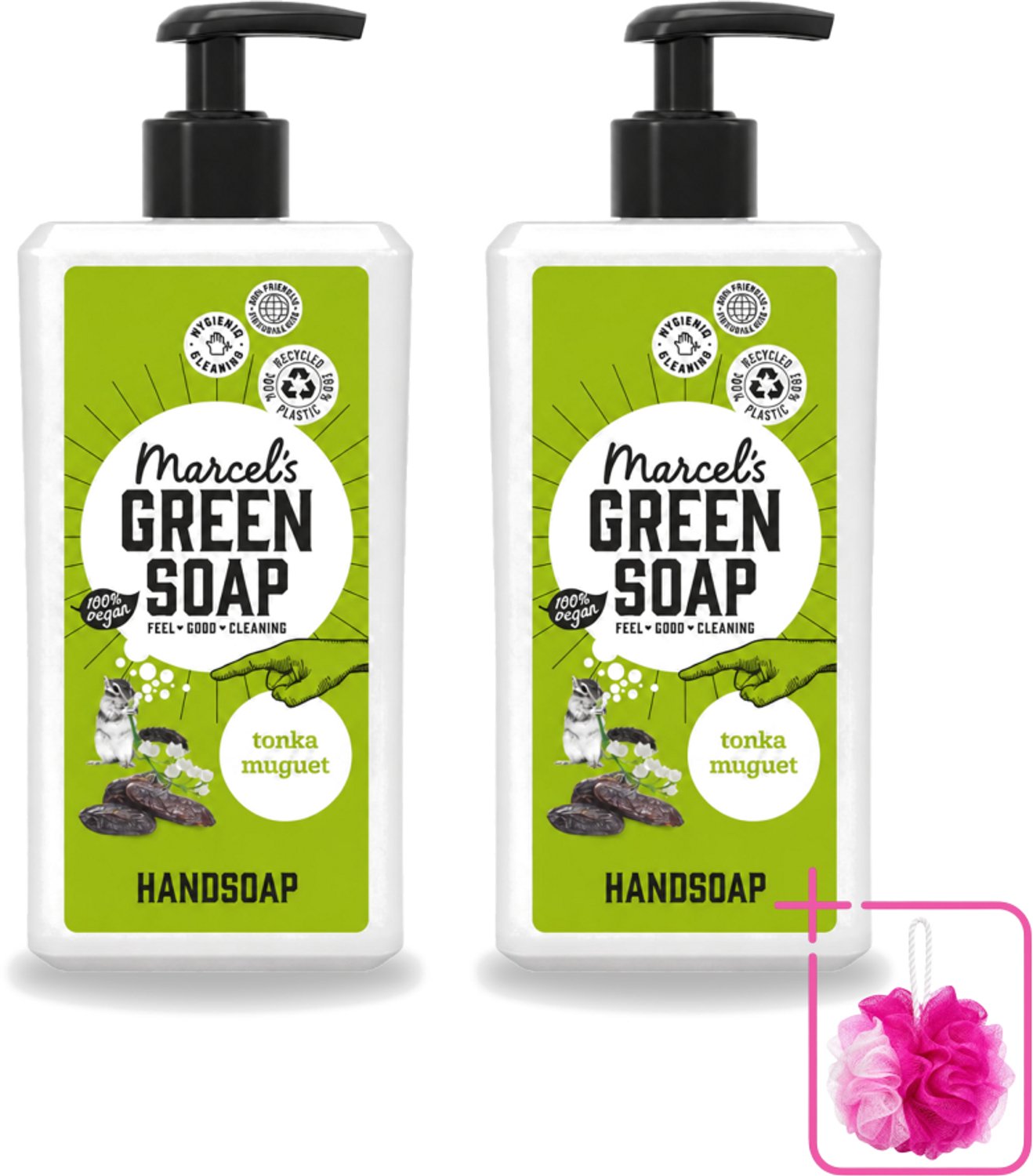 2 x Marcel's Green Soap - Handzeep - Tonka & Muguet - Zachte verzorging - 500 ml - Bulkverpakking - Handzeep - Douchemop - Natuurlijke handzeep
