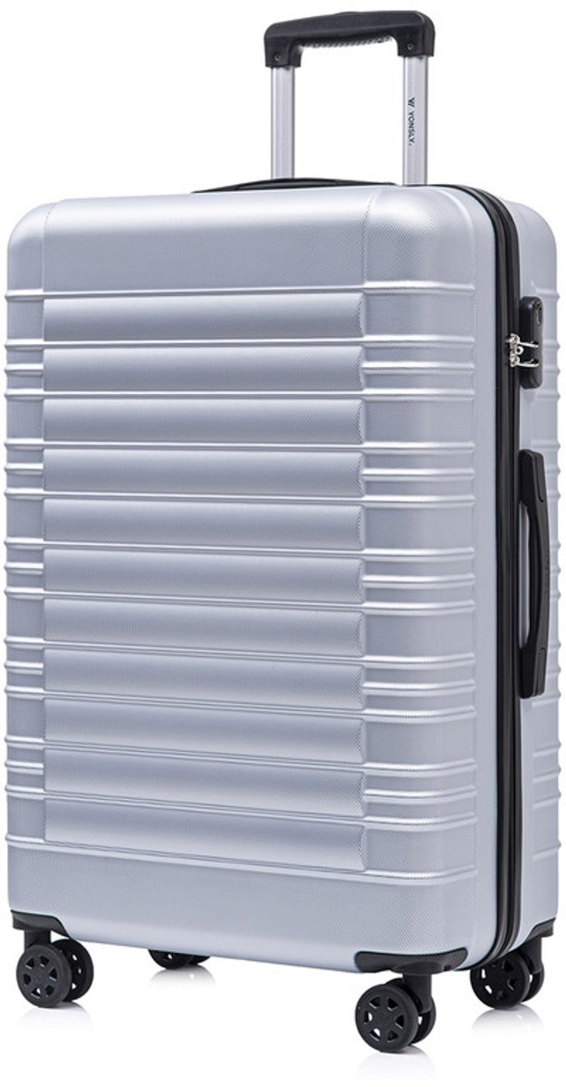 YONSLY Handbagage Koffer - 76 x 49 x 29 cm - 98 L - Cijferslot - 360° Draaibare Wielen - Grote Trolley - Zilver