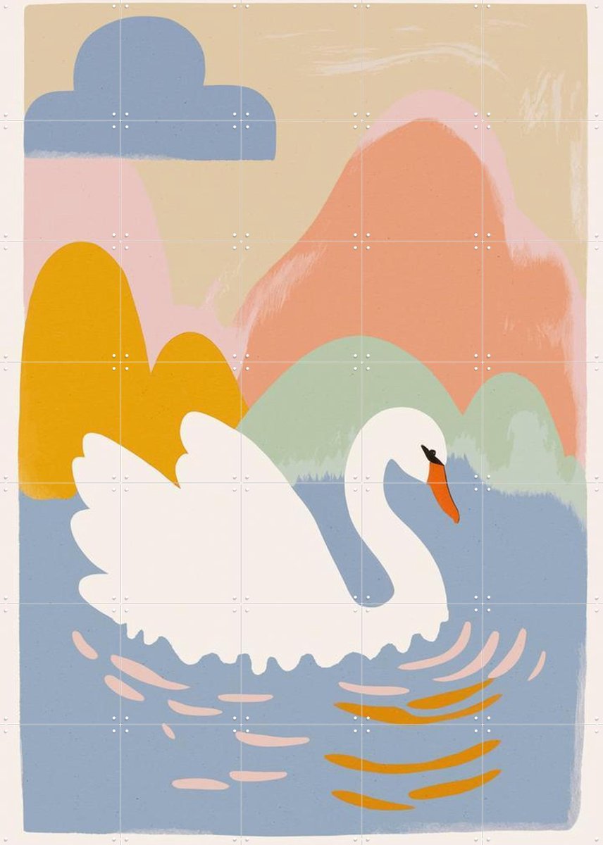 IXXI Swan in Lake, Treechild & Various - 100 x 140 cm - Gratis ophangtool - Grote wanddecoratie en posters Kinderkamer, Babykamer, Kinderen, Baby