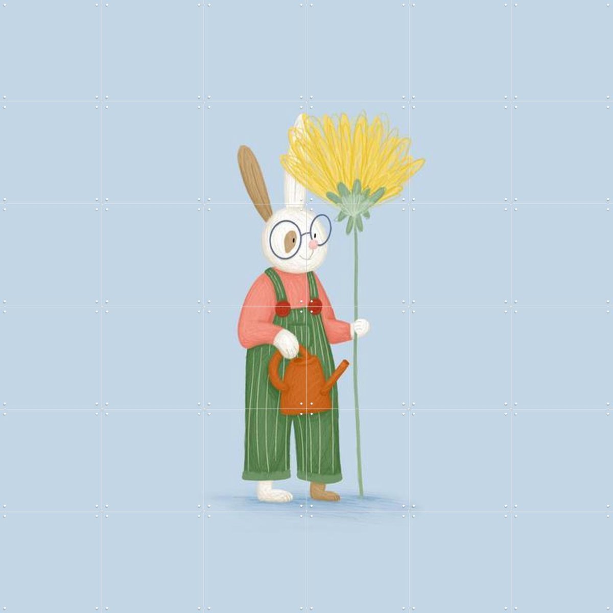 IXXI Gardener Rabbit, Studio Phie - 120 x 120 cm - Gratis ophangtool - Grote wanddecoratie en posters - Speels, Fantasierijk, Cartoonesk