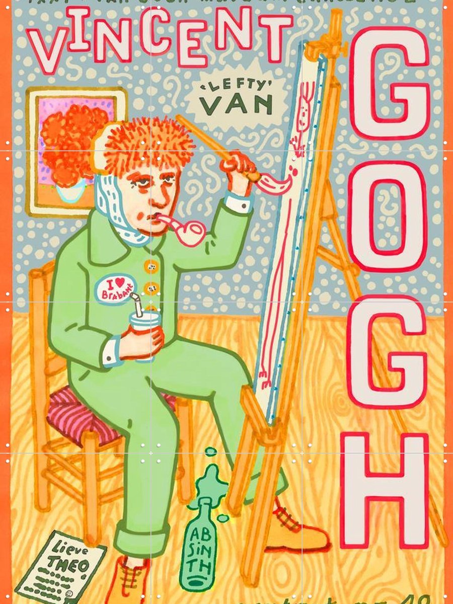 IXXI Portret nr. 40, Studio Boot & Van Gogh 21st Century - 60 x 80 cm - Gratis ophangtool - Grote wanddecoratie en posters - Illustraties, Speels