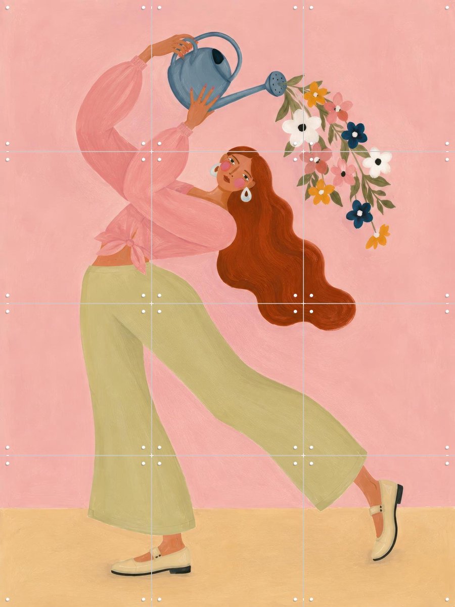 IXXI Pour Some Joy, Atelier Pommeline - 60 x 80 cm - Gratis ophangtool - Grote wanddecoratie en posters - Illustraties, Kleurrijk, Modern, Speels