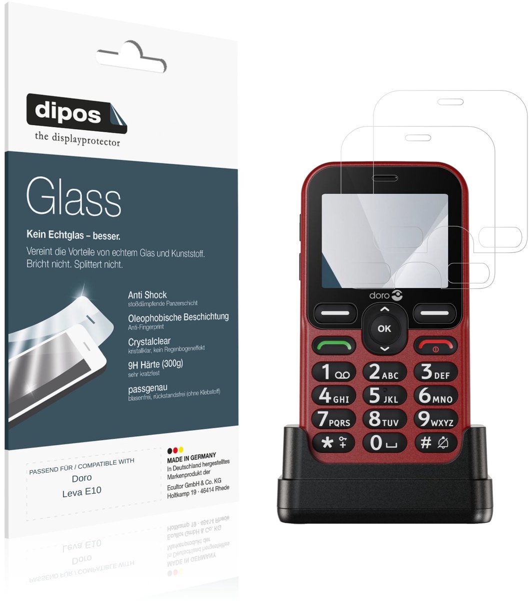 dipos – 2x Pantserfolie geschikt voor Doro Leva E10 | 9H Screenprotector