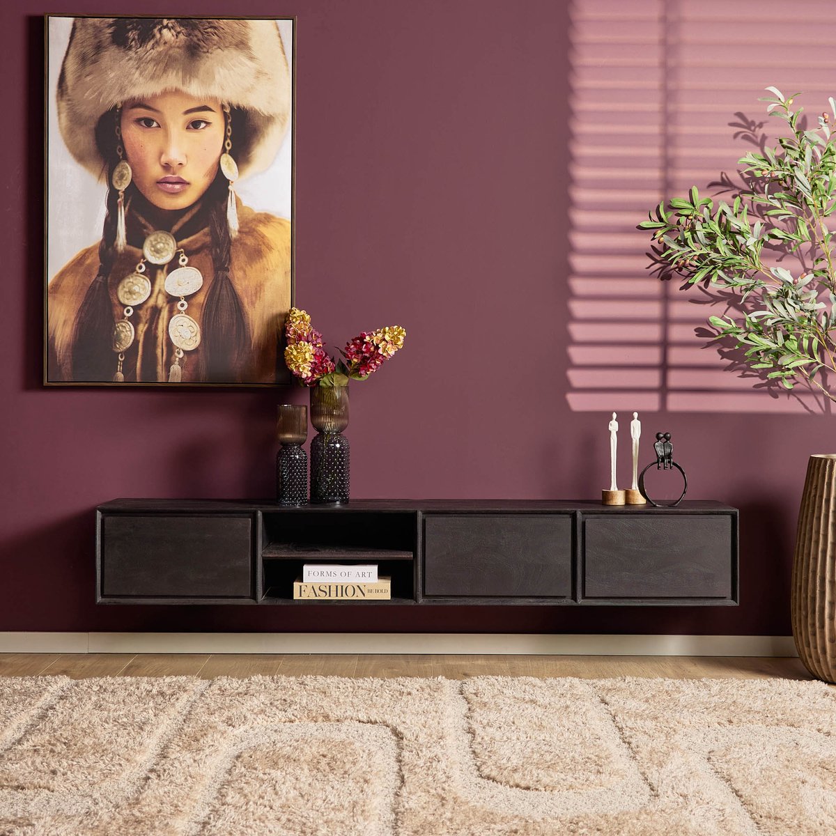 Starfurn Tv meubel Ambiance - Zwart - 35x200x30 cm