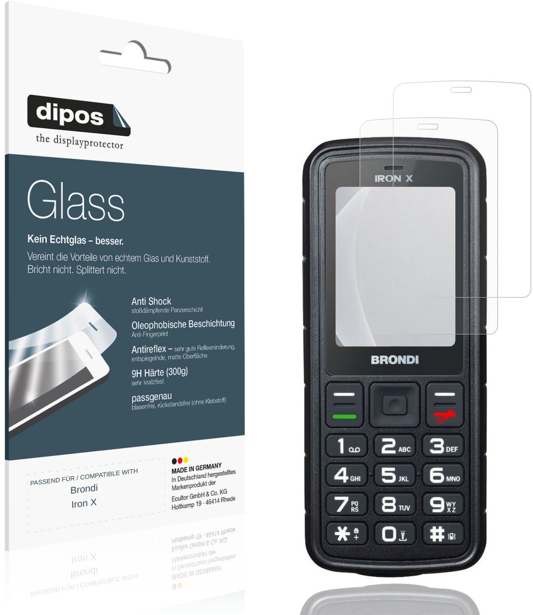 dipos – 2x Matte Pantserfolie geschikt voor Brondi Iron X | 9H Screenprotector