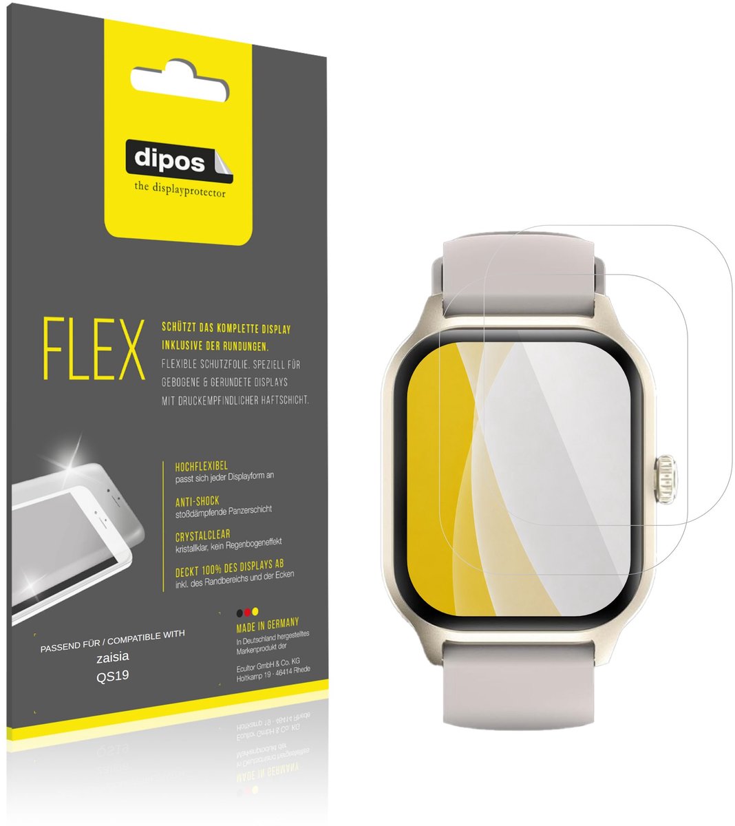 dipos – 2x Beschermfolie geschikt voor zaisia QS19 | 3D Full Cover Screenprotector | 100% Passend