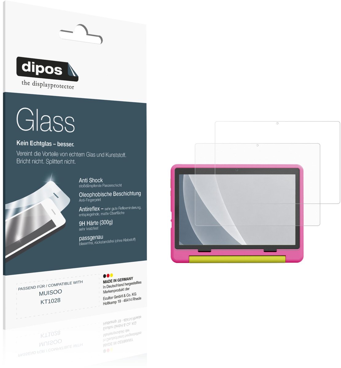 dipos – 2x Matte Pantserfolie geschikt voor MUISOO KT1028 | 9H Screenprotector