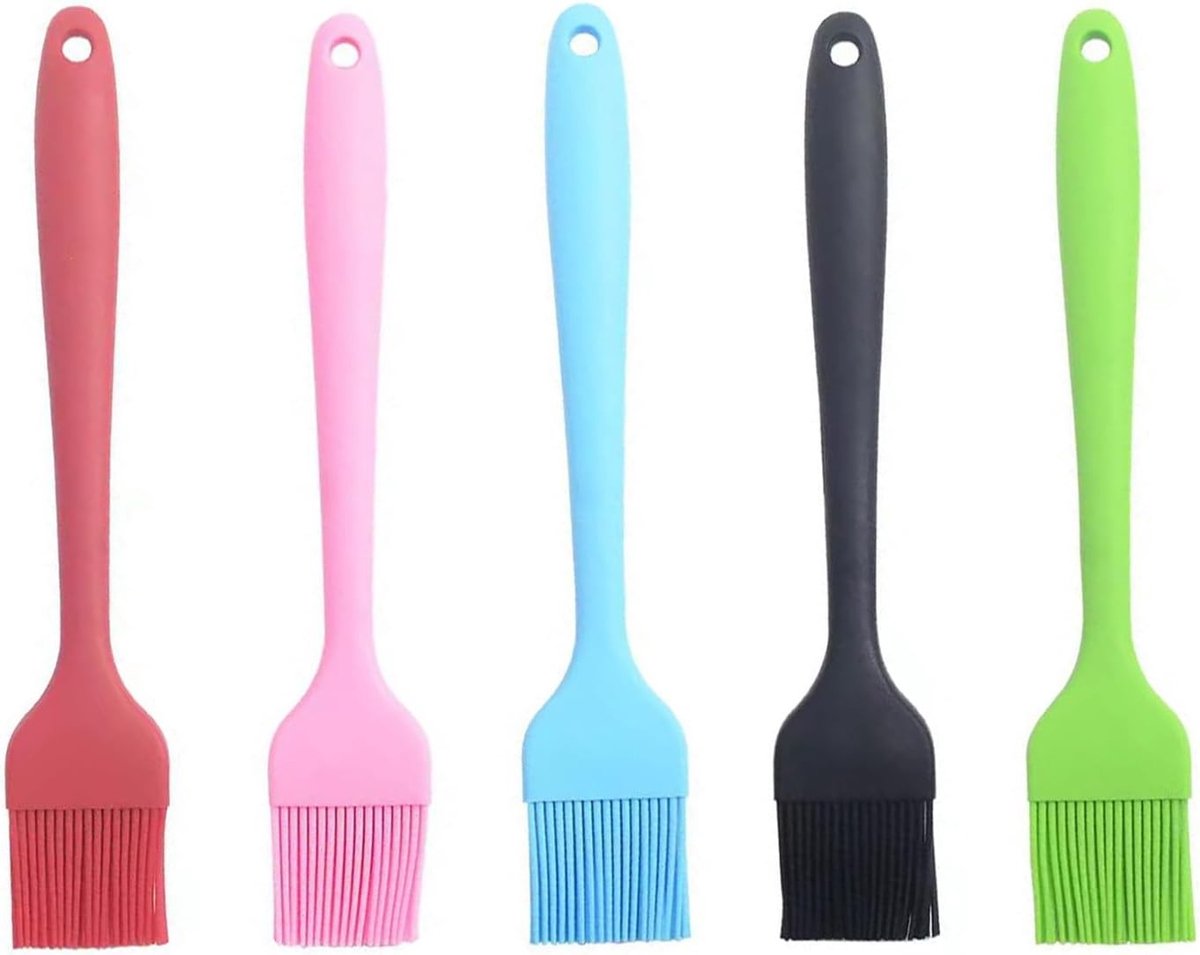 Set van 5 Siliconen Bakborstels, Hoge Temperatuur Weerstand, Antiaanbaklaag, Voedselveilig en BPA-vrij, Ideaal voor Olie Aanbrengen, Grillen en Bakken (21CM)