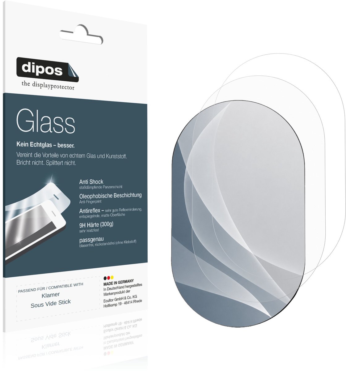 dipos – 2x Matte Pantserfolie geschikt voor Klamer Sous Vide Stick | 9H Screenprotector