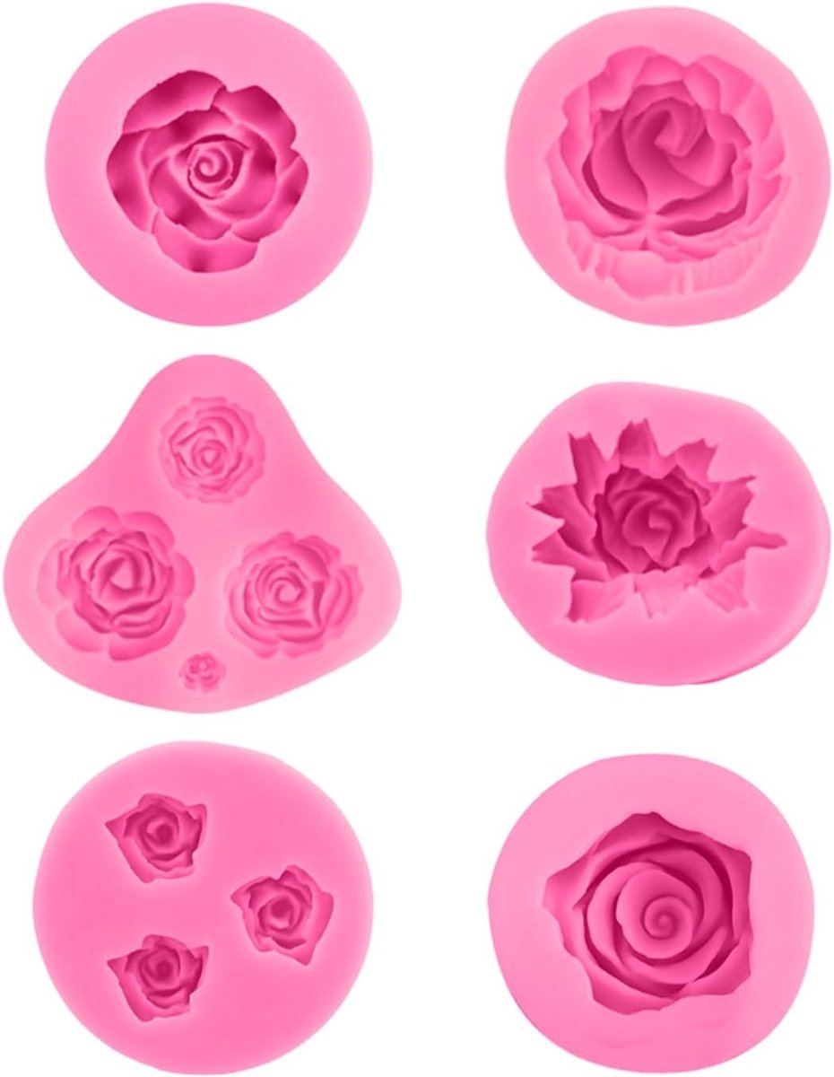 Siliconen Mallen voor Taarten en Chocolade in Bloemvorm, 3D Vormpjes voor Snoep en Kaarsen, Set van 6 Stuks