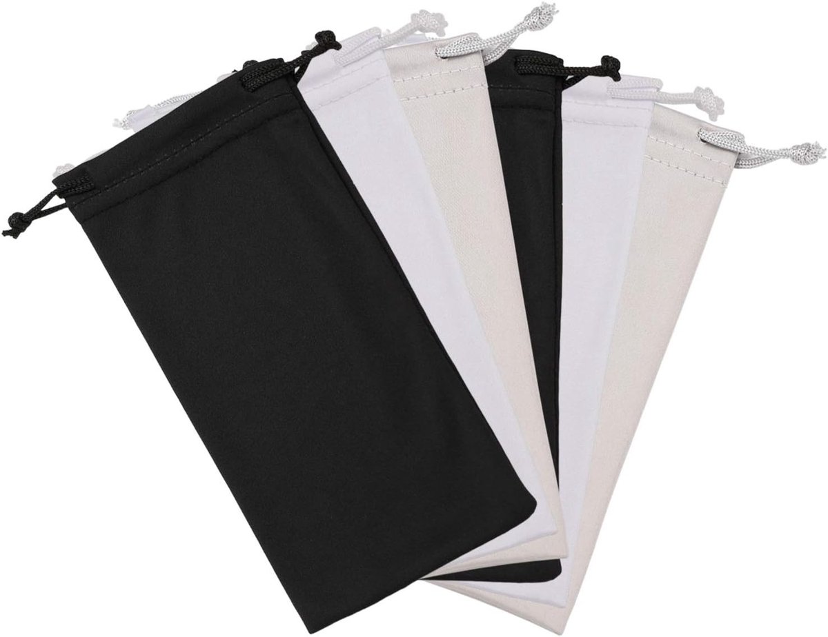 Microvezel brillenkoker voor zonnebrillen - 6 stuks, slip-in zakjes voor brillen en sieraden, ideaal voor bescherming en opberging