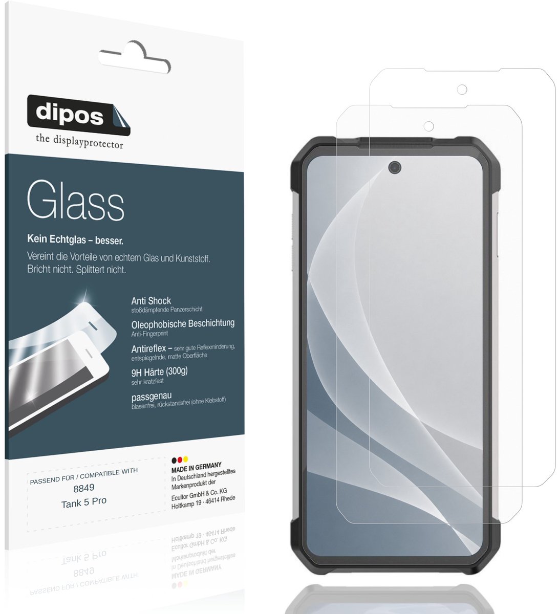 dipos – 2x Matte Pantserfolie geschikt voor 8849 Tank 5 Pro | 9H Screenprotector