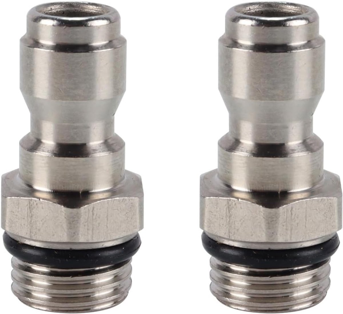 Set van 2 roestvrijstalen snelkoppelingen met mannelijke draad van 14 mm voor hogedrukreinigers, schuimlansen en accessoires