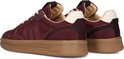 Bordeauxrode Maruti sneakers met geborduurde patronen, bruine zool en ponyhaar details.