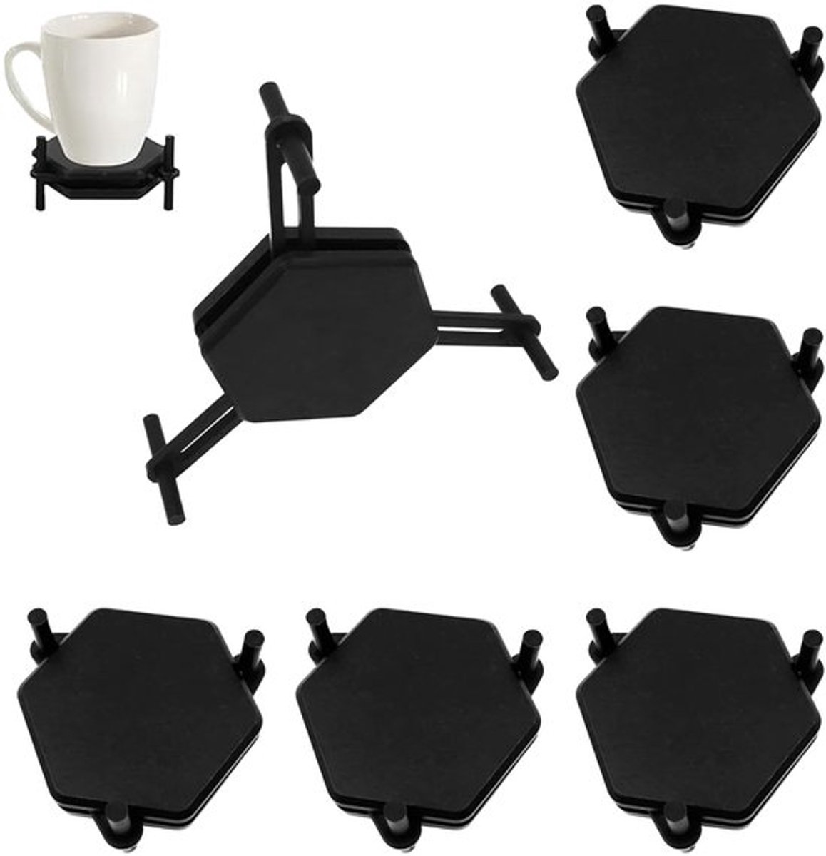 Dailygoods- Koffiekop-Organizer 6 Stuks - Ruimtebesparend - Stapelbaar - Zeshoekige