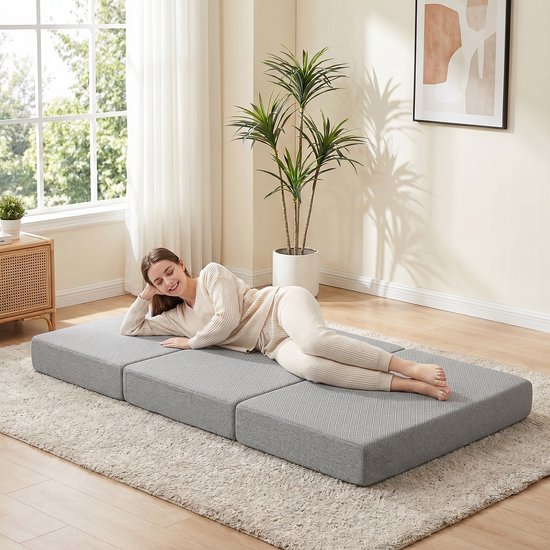 Klapmatras 200x90 cm, 15 cm dik - Opvouwbaar - Draagbaar - Wasbare hoes - Vloermatras - Oeko-Tex gecertificeerd — afbeelding 3