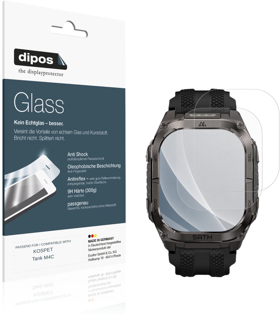 dipos – 2x Matte Pantserfolie geschikt voor KOSPET Tank M4C | 9H Screenprotector
