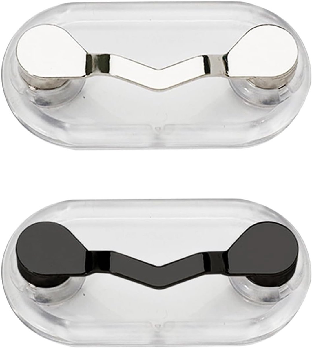 Magnetische brillenhouder set van 2, roestvrijstalen clips voor brillen, praktische accessoires voor brillendragers, geschikt voor alle kleding (Zwart, Zilver)