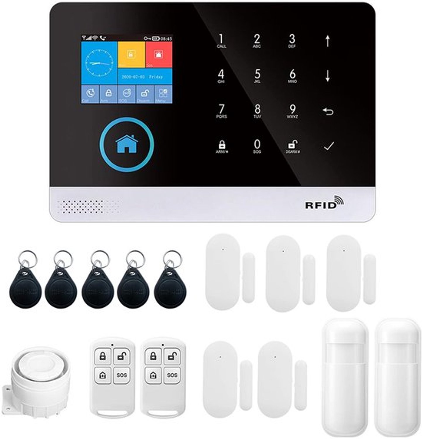 Draadloos Huisalarm 433 MHz Wireless WiFi + GSM - 2,4 Inch TFT-Lcd Display - Diefstalbeveiliging - Compatibel Met Alexa En Google Home