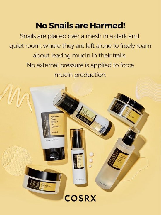Een verzameling van COSRX huidverzorgingsproducten met snail mucin.