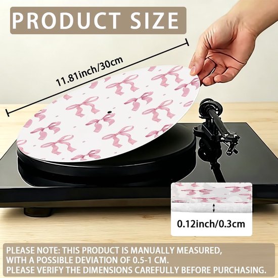 Slipmat 30,5 cm - vilt - antistatisch en geluidsreducerend - verbeterde stabiliteit vinyl - m-winkel — afbeelding 5