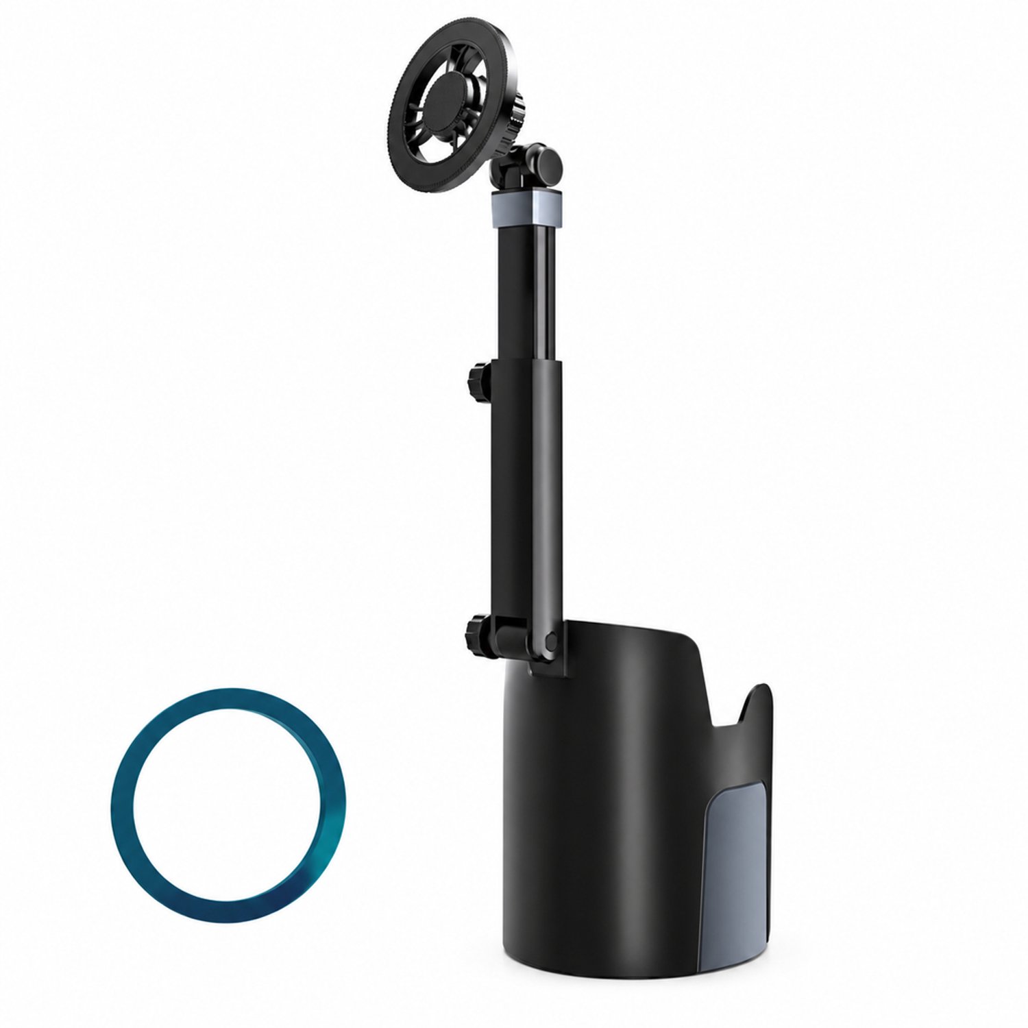 telefoonhouders auto voor de bekerhouder met magnetische kop en uitschuifbare arm, inclusief 1 magnetische plaat
