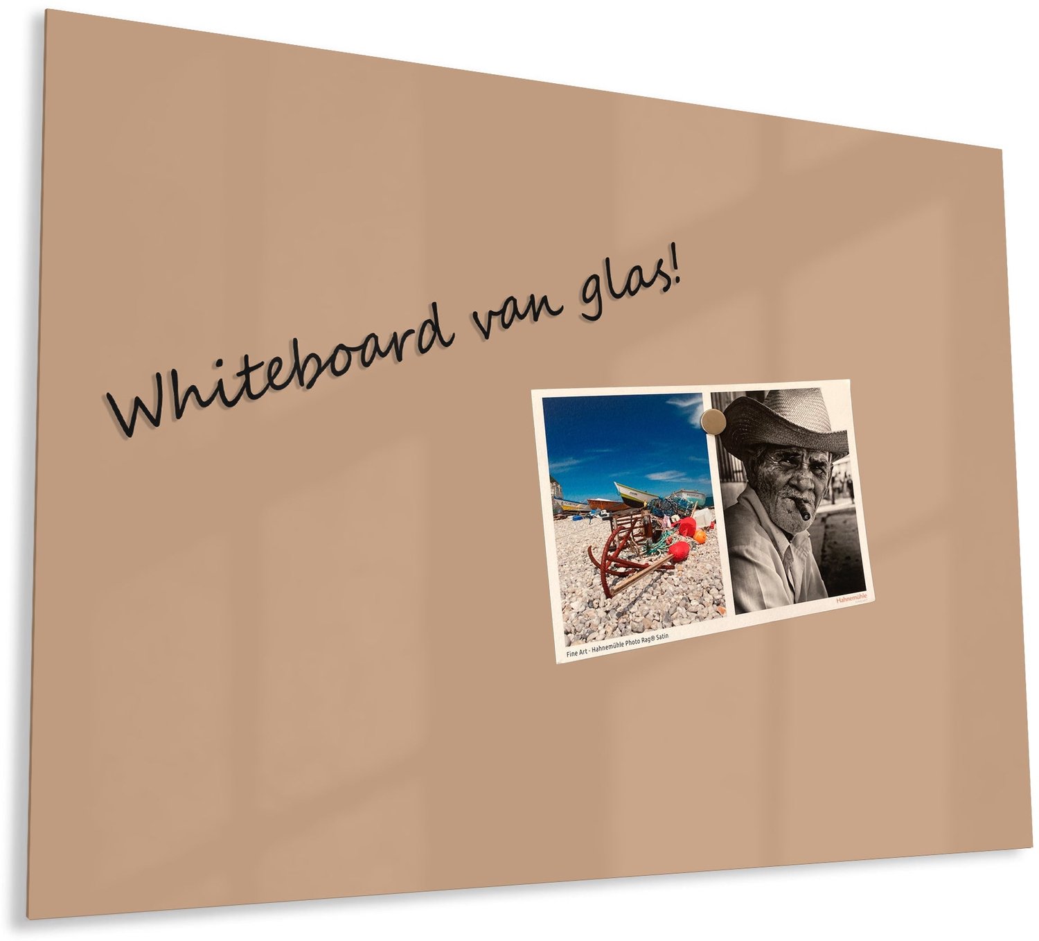 Mydesignglas Glass Whiteboard - Tempered Glass - Magnetic Board - Memo Board - Magnetic - Scratch-Resistant - Frameless - Sandstone - 90x60