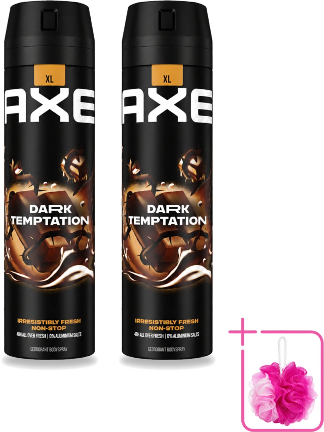 2 x AXE - Deodorant Spray - Dark Temptation - Chocoladegeur - Verleidelijk Fris - 200 ml - Bulkverpakking - Deodorant spray - Douchemop - Chocolade geur