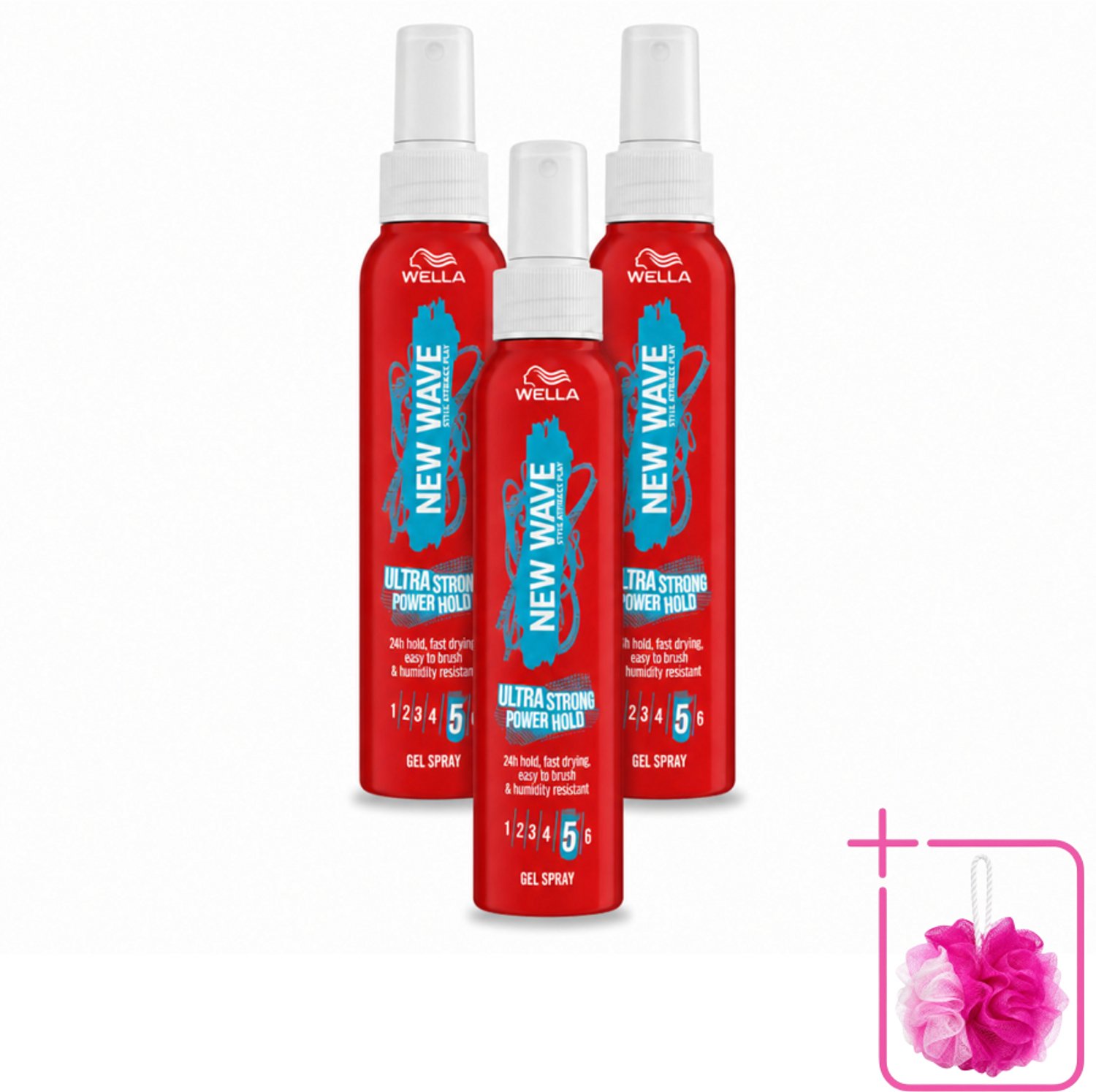 3 x Wella – New Wave Power Hold – Gelspray – 150 ml - Bulkverpakking - Kapsel stylen - Douchemop - Krachtige hold