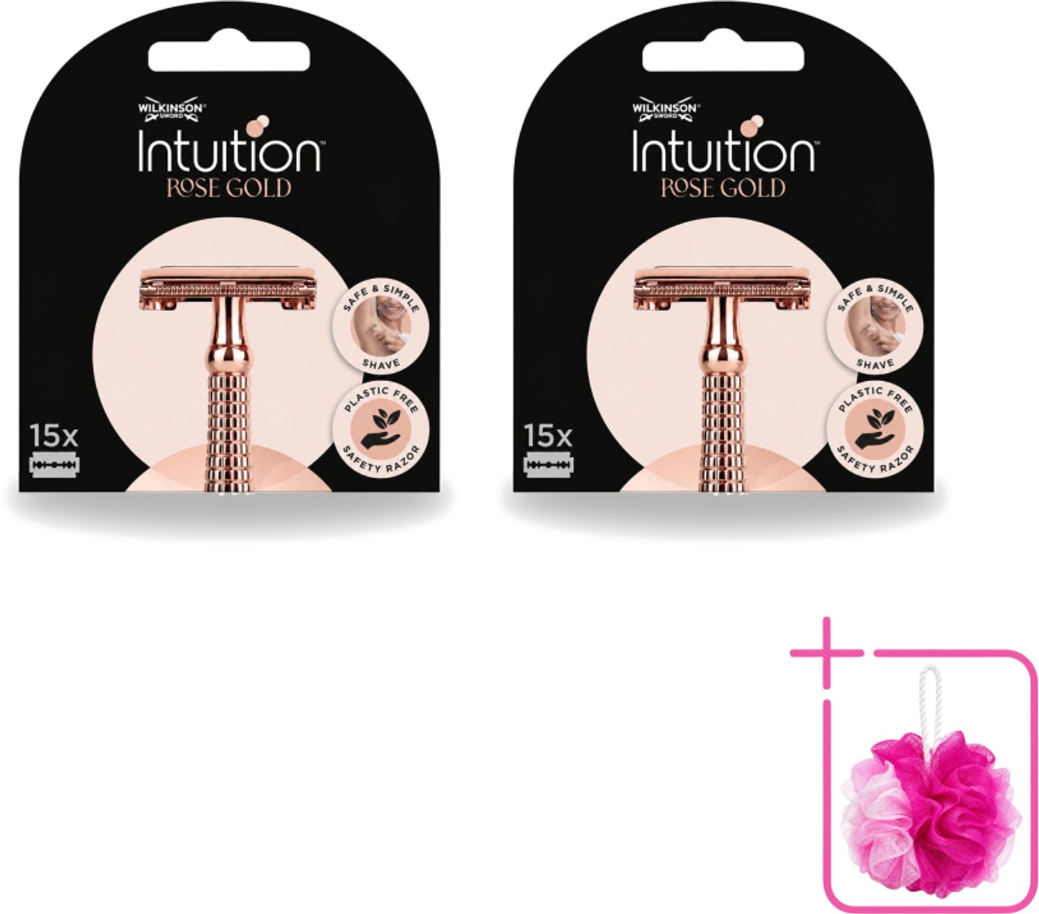 2 x Wilkinson Intuition - Navulmesjes - Rose Gold Safety Razor - Luxe - 15 mesjes - Bulkverpakking - Scheermesjes - Navulmesjes
