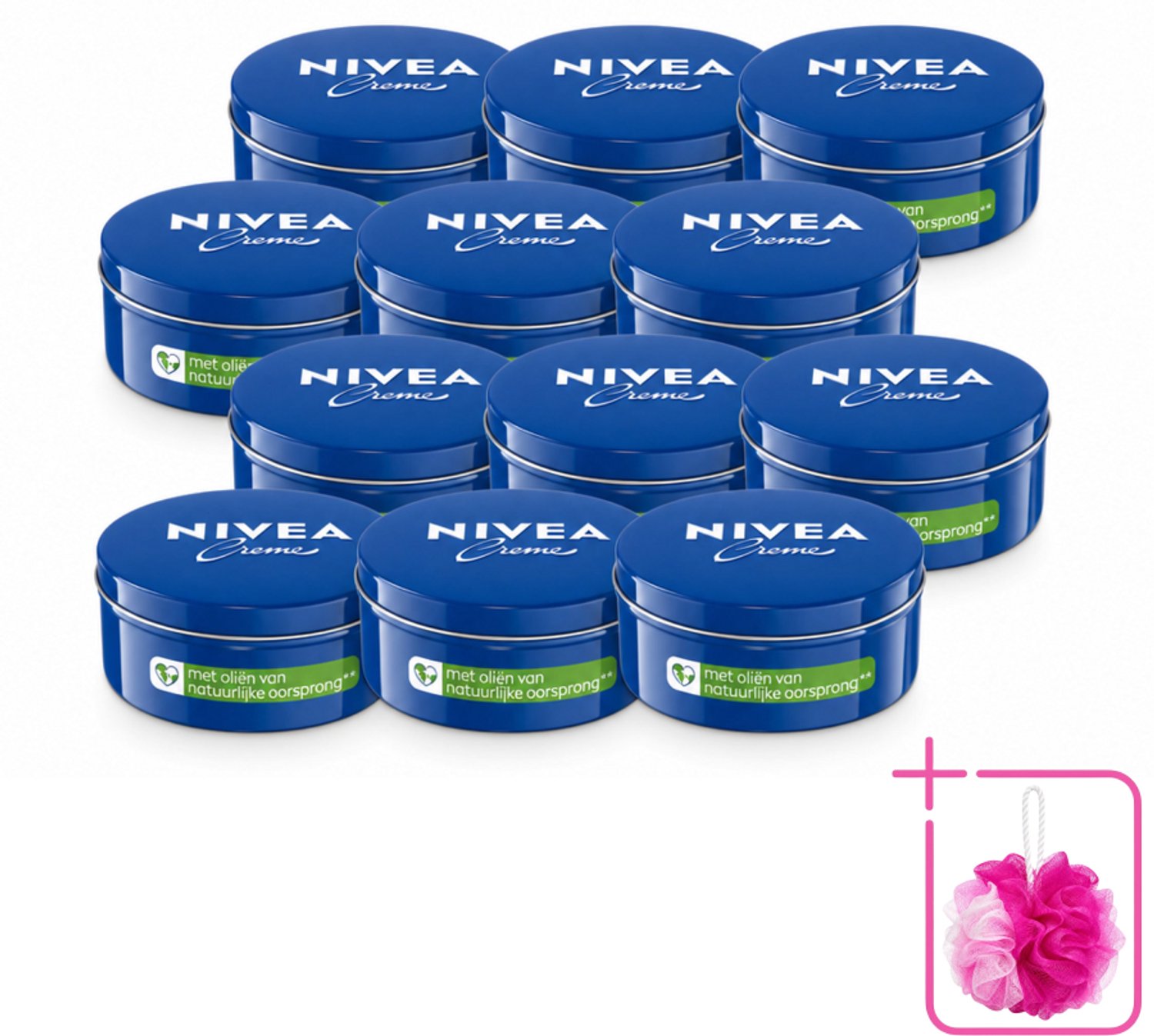 12 x NIVEA - Crèmeblik - Klassieke Crème - Natuurlijke oliën - 400 ml - Bulkverpakking - Crème - Douchemop - Huidverzorging