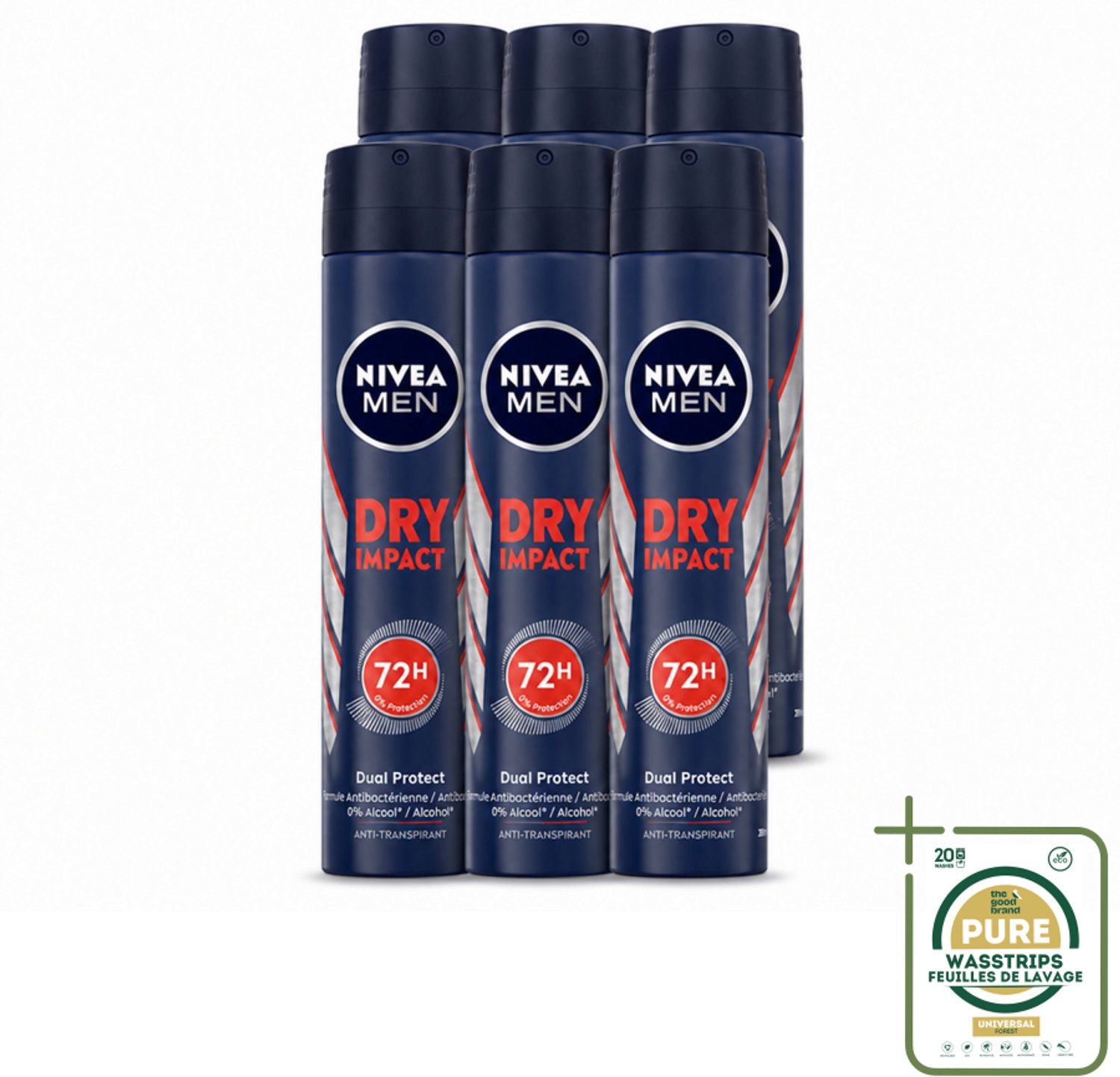 6 x NIVEA MEN – Anti-transpirant spray – Dry Impact – 200 ml - Anti-transpirant Spray - Zweet En Geur - 72u Bescherming - Mannelijk - Huidcomfort