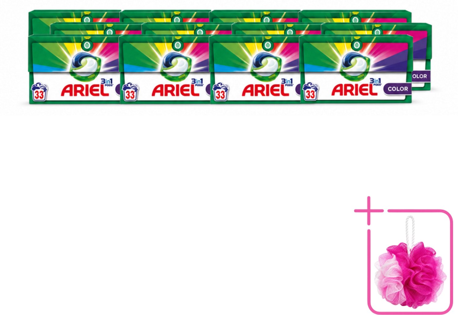 12 x Ariel - 3in1 Wasmiddel Pods - Color - 33 Pods - Bulkverpakking - Wasmiddel pod - Douchemop - Kleurbehoud