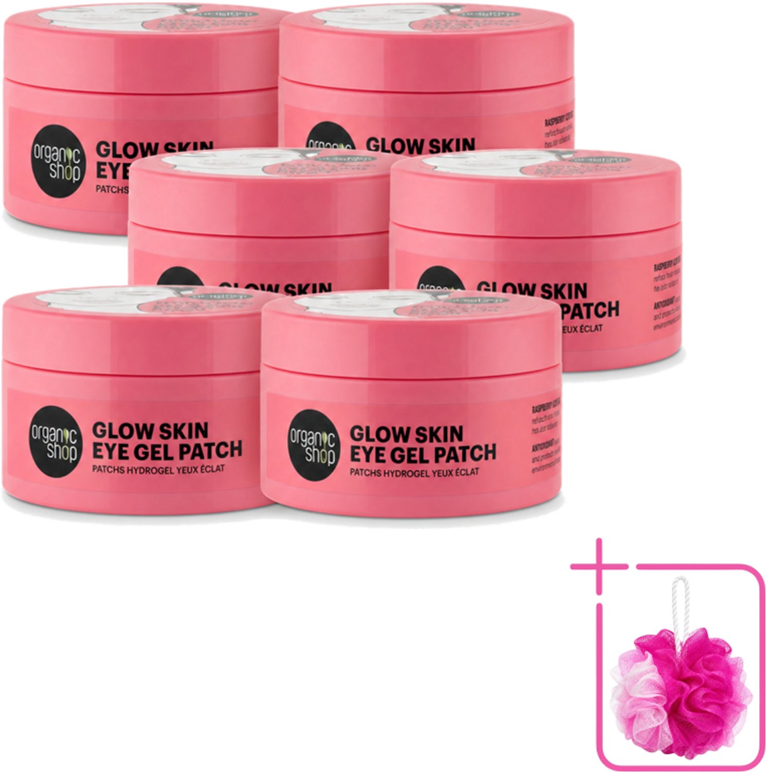6 x Organic Shop - Eye Gel Patch Berry Iced Tea & Antioxidant - Kalmerend en Hydraterend - 60 Patches - Bulkverpakking - Oogverzorging - Douchemop - Oogpatches