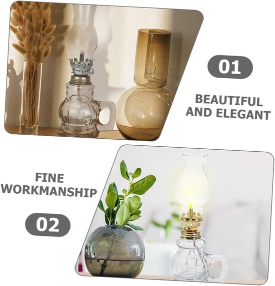 2 Stuks Retro Kerosinelamp met Verstelbare Lont Winddicht Duurzaam voor Bruiloften Sfeervolle Verlichting Bij Stroomuitval in Huis — afbeelding 4