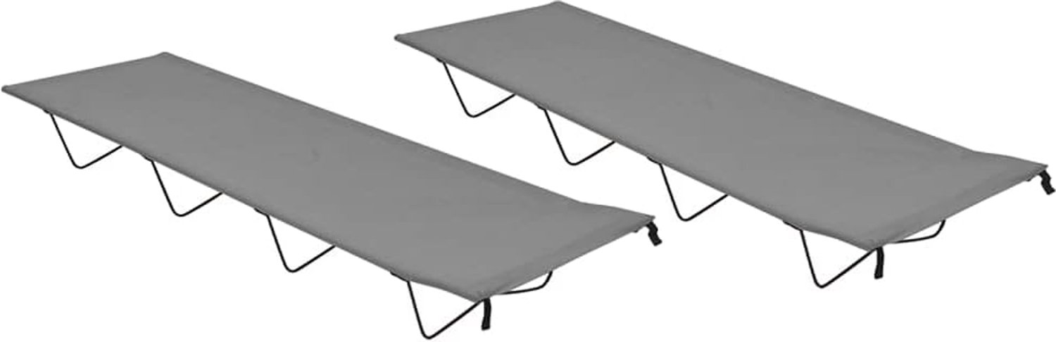 Campingbedden, set van 2, klapbed, veldbed voor tuin, strand, camping, 180 x 60 x 19 cm, grijs, stalen frame