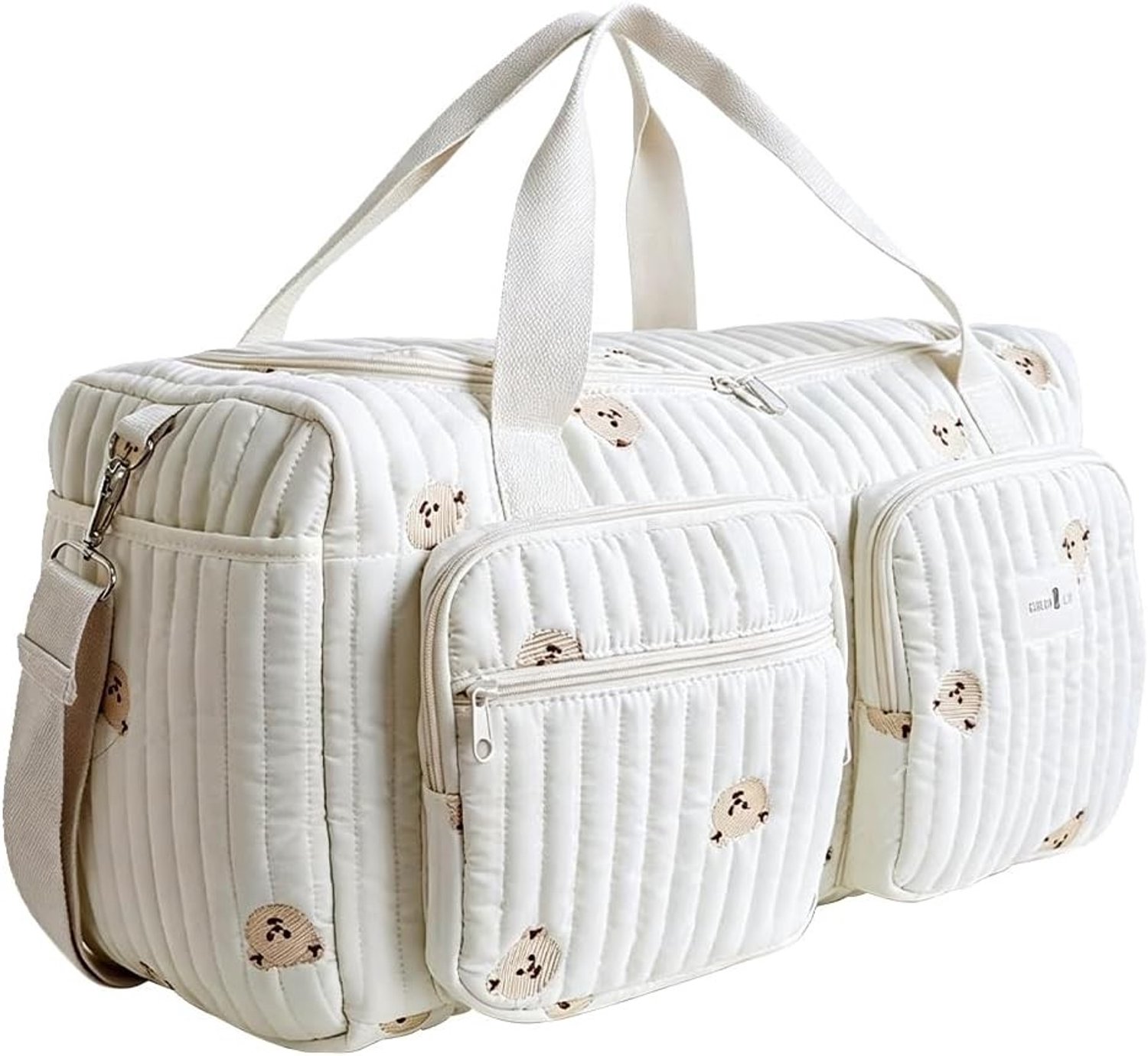 Grote luiertas voor onderweg, babytas met borduurwerk, ideaal voor ziekenhuis en reizen, 48 × 22 × 26 cm, praktische kliniektas voor ouders