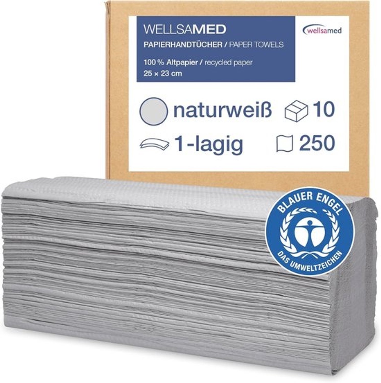 Papieren handdoeken - 2500 stuks - Natuurwit - 25 x 23 cm - 1-laags - Milieuvriendelijke vouwhanddoeken - ZZ-vouw