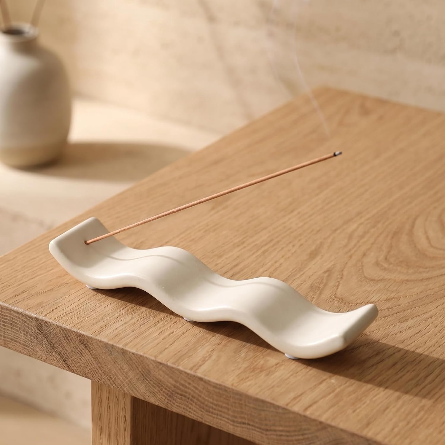 Wierookhouder keramiek golfvorm - efficiënt asopvang - stijlvol ontwerp - perfect voor yoga en meditatie - ShopVlot